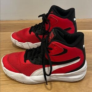 Puma Kids Red and Black Basketball Sneakers